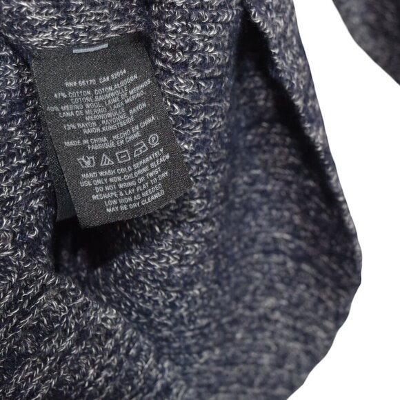 Anthro Knitted & Knotted Navy Marled Ruffle Sweater L Asymmetrical Peplum Cozy - Picture 7 of 7